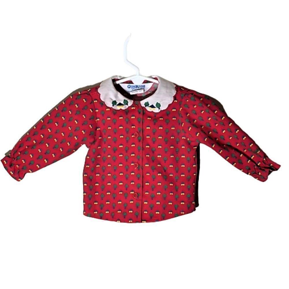 Vintage OshKosh B'Gosh Long Sleeve Button-Down Shirt USA Infant Girl 3/6M